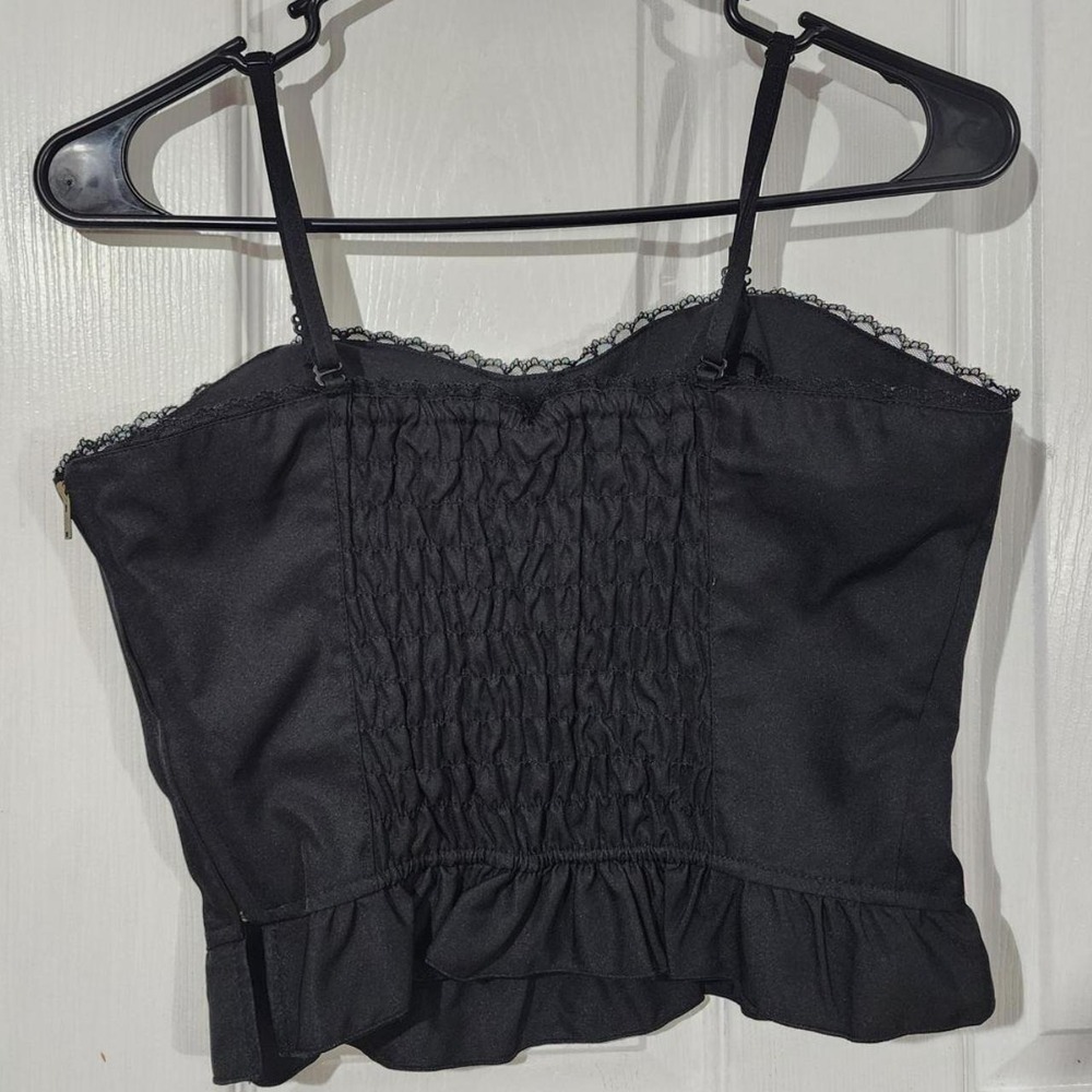 Vintage Goth Black Lace Up Bustier - Picture 2 of 4